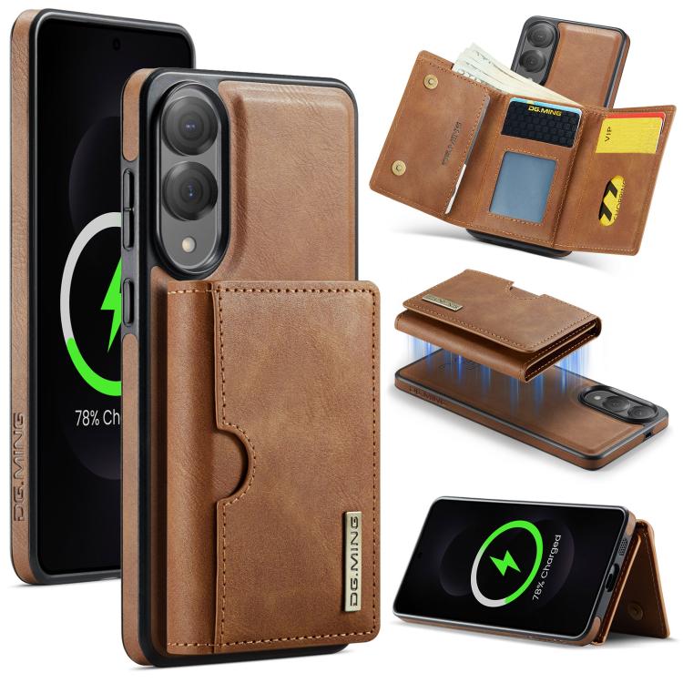 DG.MING M6 Series RFID Tri-fold Card Bag Removable Leather Phone Case, For Samsung Galaxy S25 Edge 5G, For Samsung Galaxy S25 Ultra 5G, For Samsung Galaxy S24 Ultra 5G