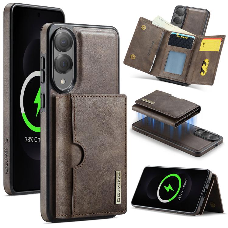 DG.MING M6 Series RFID Tri-fold Card Bag Removable Leather Phone Case, For Samsung Galaxy S25 Edge 5G, For Samsung Galaxy S25 Ultra 5G, For Samsung Galaxy S24 Ultra 5G