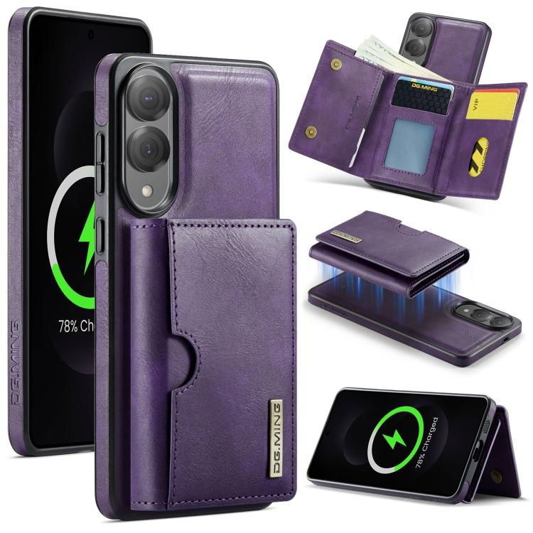 DG.MING M6 Series RFID Tri-fold Card Bag Removable Leather Phone Case, For Samsung Galaxy S25 Edge 5G, For Samsung Galaxy S25 Ultra 5G, For Samsung Galaxy S24 Ultra 5G