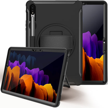 360 Degree Rotation PC+TPU Protective Cover with Holder & Hand Strap, For Samsung Galaxy Tab S8 / Galaxy Tab S7 (2020) T870
