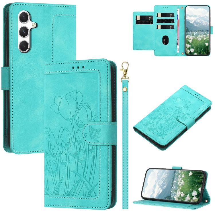 Tulips Embossed Leather Phone Case with Lanyard, For Samsung Galaxy S25 Edge 5G, For Samsung Galaxy S25 5G, For Samsung Galaxy S25+ 5G, For Samsung Galaxy S25 Ultra 5G, For Samsung Galaxy S24 FE 5G, For Samsung Galaxy S24 Ultra 5G����������������������...