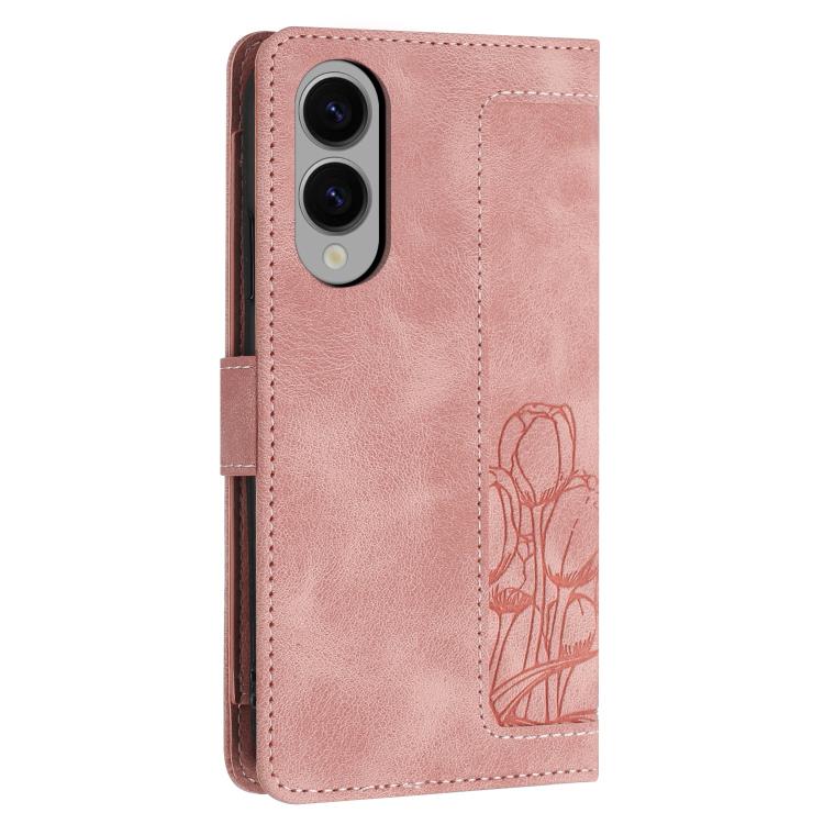 Tulips Embossed Leather Phone Case with Lanyard, For Samsung Galaxy S25 Edge 5G, For Samsung Galaxy S25 5G, For Samsung Galaxy S25+ 5G, For Samsung Galaxy S25 Ultra 5G, For Samsung Galaxy S24 FE 5G, For Samsung Galaxy S24 Ultra 5G����������������������...