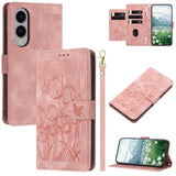 Tulips Embossed Leather Phone Case with Lanyard, For Samsung Galaxy S25 Edge 5G, For Samsung Galaxy S25 5G, For Samsung Galaxy S25+ 5G, For Samsung Galaxy S25 Ultra 5G, For Samsung Galaxy S24 FE 5G, For Samsung Galaxy S24 Ultra 5G����������������������...