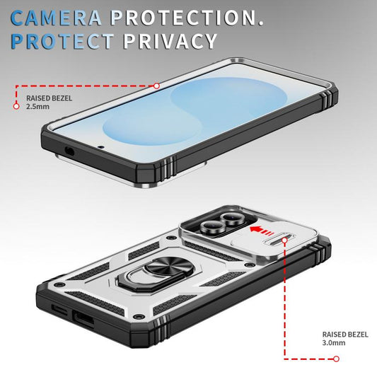 Sliding Camshield TPU Hybrid PC Phone Case with Holder, For Samsung Galaxy S25 Edge 5G, For Samsung Galaxy S25 5G, For Samsung Galaxy S25+ 5G, For Samsung Galaxy S25 Ultra 5G