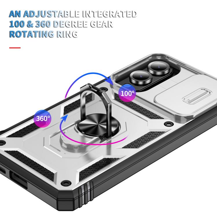 Sliding Camshield TPU Hybrid PC Phone Case with Holder, For Samsung Galaxy S25 Edge 5G, For Samsung Galaxy S25 5G, For Samsung Galaxy S25+ 5G, For Samsung Galaxy S25 Ultra 5G