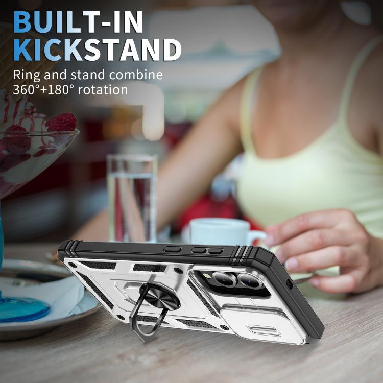 Sliding Camshield TPU Hybrid PC Phone Case with Holder, For Samsung Galaxy S25 Edge 5G, For Samsung Galaxy S25 5G, For Samsung Galaxy S25+ 5G, For Samsung Galaxy S25 Ultra 5G