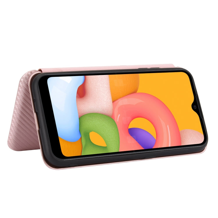 Carbon Fiber Texture Magnetic Horizontal Flip TPU + PC + PU Leather Case with Rope & Card Slot, For Samsung Galaxy A01, For Samsung Galaxy A7(2018) / A750, For Samsung Galaxy A20s, For Samsung Galaxy A21(Eurasian Version), For Samsung Galaxy A31�������...