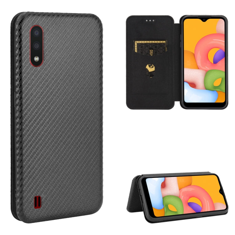 Carbon Fiber Texture Magnetic Horizontal Flip TPU + PC + PU Leather Case with Rope & Card Slot, For Samsung Galaxy A01, For Samsung Galaxy A7(2018) / A750, For Samsung Galaxy A20s, For Samsung Galaxy A21(Eurasian Version), For Samsung Galaxy A31�������...