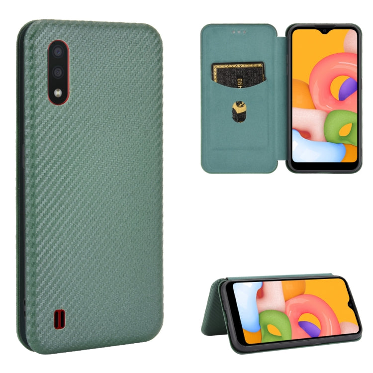 Carbon Fiber Texture Magnetic Horizontal Flip TPU + PC + PU Leather Case with Rope & Card Slot, For Samsung Galaxy A01, For Samsung Galaxy A7(2018) / A750, For Samsung Galaxy A20s, For Samsung Galaxy A21(Eurasian Version), For Samsung Galaxy A31�������...