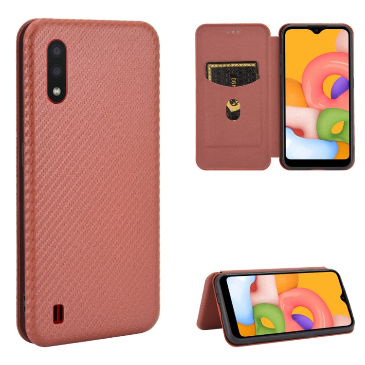 Carbon Fiber Texture Magnetic Horizontal Flip TPU + PC + PU Leather Case with Rope & Card Slot, For Samsung Galaxy A01, For Samsung Galaxy A7(2018) / A750, For Samsung Galaxy A20s, For Samsung Galaxy A21(Eurasian Version), For Samsung Galaxy A31�������...
