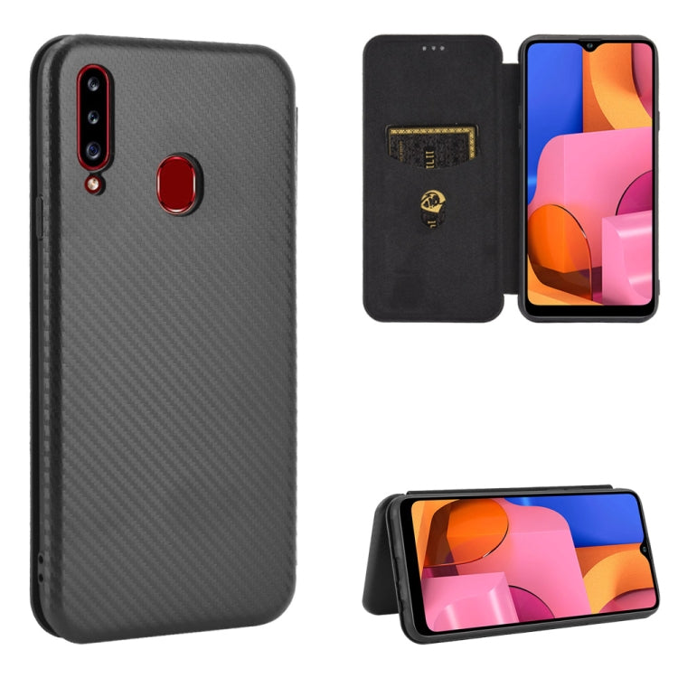 Carbon Fiber Texture Magnetic Horizontal Flip TPU + PC + PU Leather Case with Rope & Card Slot, For Samsung Galaxy A01, For Samsung Galaxy A7(2018) / A750, For Samsung Galaxy A20s, For Samsung Galaxy A21(Eurasian Version), For Samsung Galaxy A31�������...
