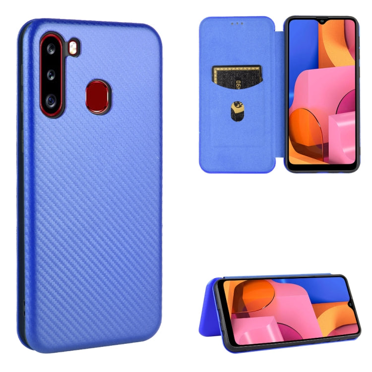 Carbon Fiber Texture Magnetic Horizontal Flip TPU + PC + PU Leather Case with Rope & Card Slot, For Samsung Galaxy A01, For Samsung Galaxy A7(2018) / A750, For Samsung Galaxy A20s, For Samsung Galaxy A21(Eurasian Version), For Samsung Galaxy A31�������...