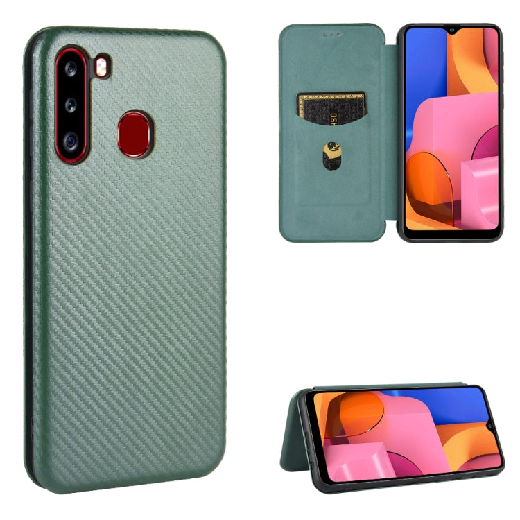 Carbon Fiber Texture Magnetic Horizontal Flip TPU + PC + PU Leather Case with Rope & Card Slot, For Samsung Galaxy A01, For Samsung Galaxy A7(2018) / A750, For Samsung Galaxy A20s, For Samsung Galaxy A21(Eurasian Version), For Samsung Galaxy A31�������...