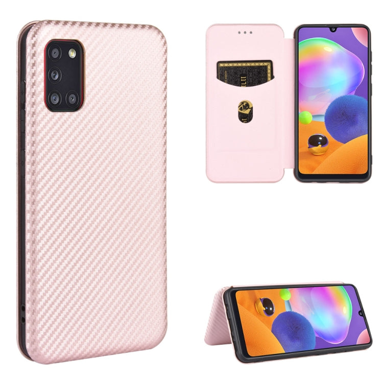 Carbon Fiber Texture Magnetic Horizontal Flip TPU + PC + PU Leather Case with Rope & Card Slot, For Samsung Galaxy A01, For Samsung Galaxy A7(2018) / A750, For Samsung Galaxy A20s, For Samsung Galaxy A21(Eurasian Version), For Samsung Galaxy A31�������...