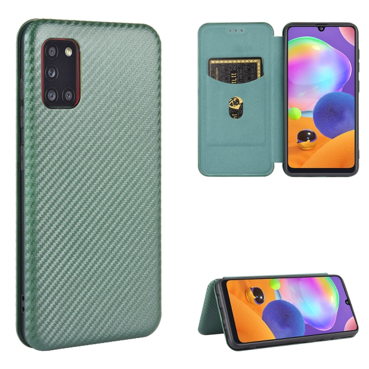 Carbon Fiber Texture Magnetic Horizontal Flip TPU + PC + PU Leather Case with Rope & Card Slot, For Samsung Galaxy A01, For Samsung Galaxy A7(2018) / A750, For Samsung Galaxy A20s, For Samsung Galaxy A21(Eurasian Version), For Samsung Galaxy A31�������...