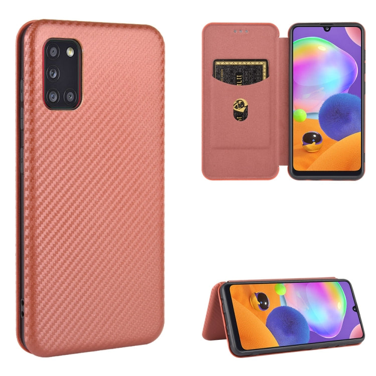 Carbon Fiber Texture Magnetic Horizontal Flip TPU + PC + PU Leather Case with Rope & Card Slot, For Samsung Galaxy A01, For Samsung Galaxy A7(2018) / A750, For Samsung Galaxy A20s, For Samsung Galaxy A21(Eurasian Version), For Samsung Galaxy A31�������...