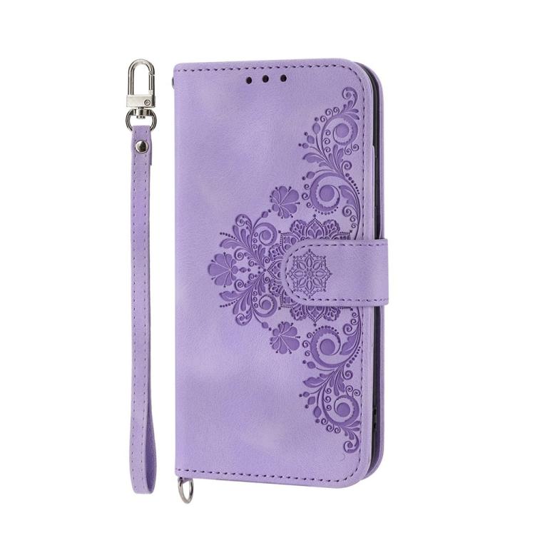 Skin Feel Flowers Embossed Wallet Leather Phone Case, For Samsung Galaxy S25 Edge 5G