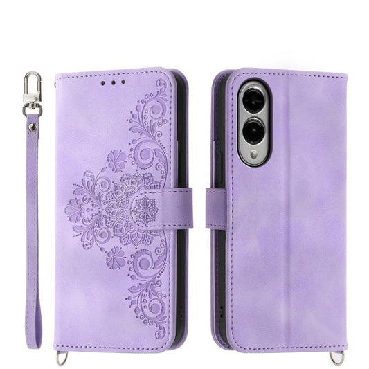 Skin Feel Flowers Embossed Wallet Leather Phone Case, For Samsung Galaxy S25 Edge 5G