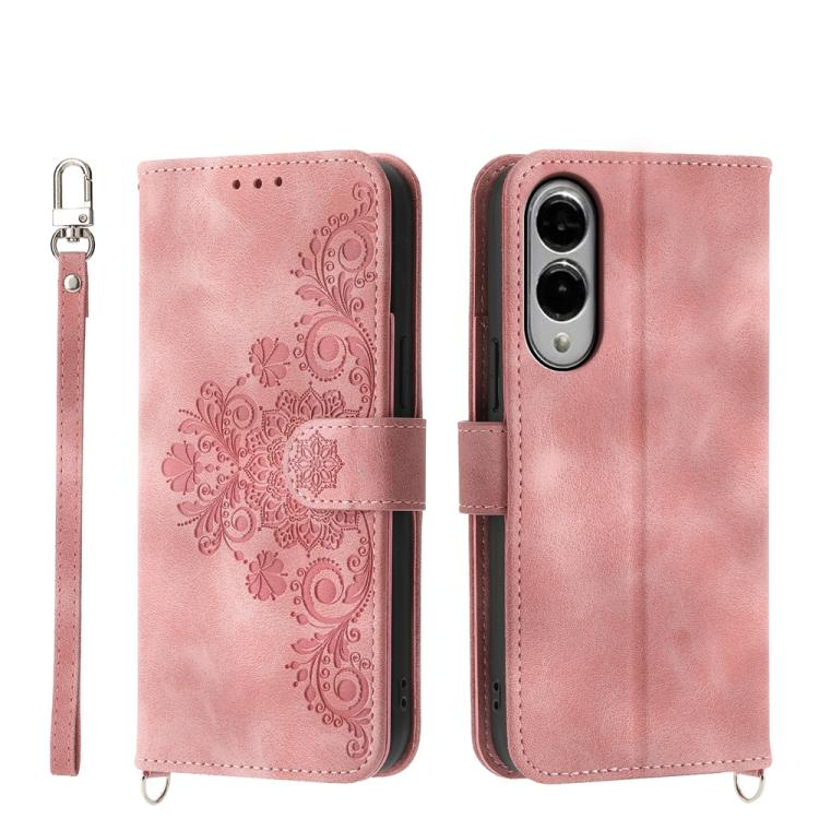 Skin Feel Flowers Embossed Wallet Leather Phone Case, For Samsung Galaxy S25 Edge 5G