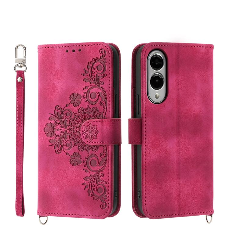 Skin Feel Flowers Embossed Wallet Leather Phone Case, For Samsung Galaxy S25 Edge 5G