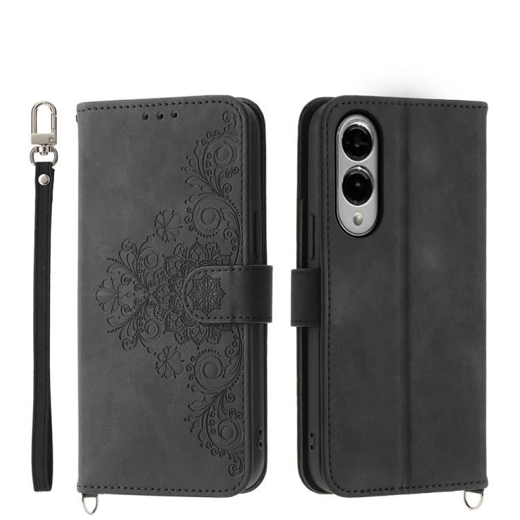 Skin Feel Flowers Embossed Wallet Leather Phone Case, For Samsung Galaxy S25 Edge 5G