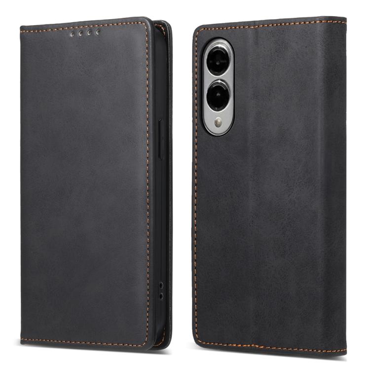 Business Solid Color Magnetic RFID Leather Phone Case, For Samsung Galaxy S25 Edge 5G