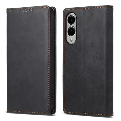 Business Solid Color Magnetic RFID Leather Phone Case, For Samsung Galaxy S25 Edge 5G