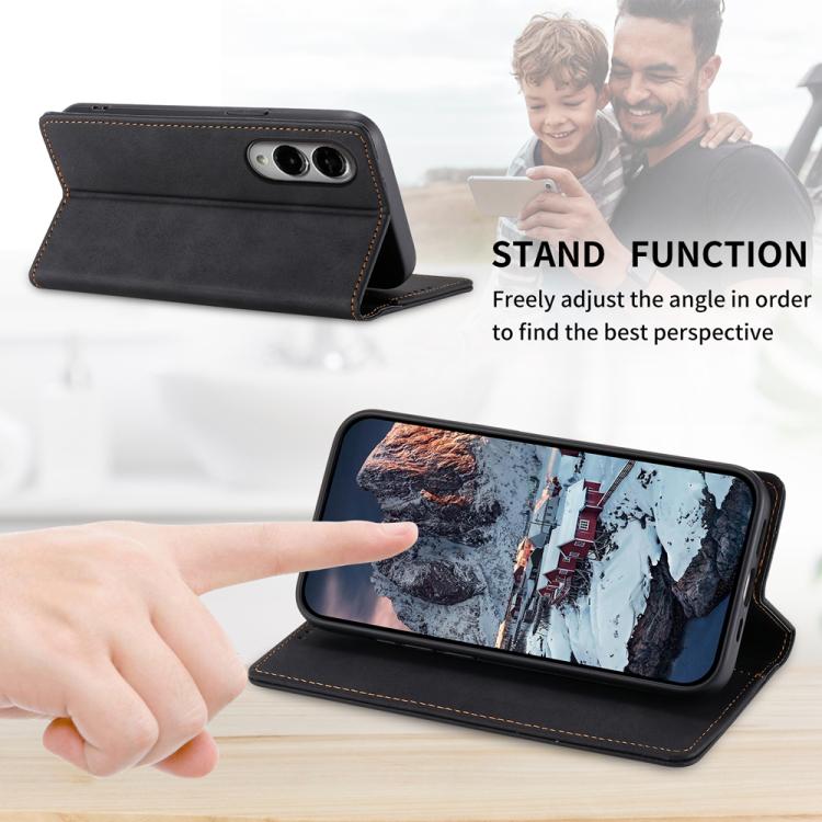 Business Solid Color Magnetic RFID Leather Phone Case, For Samsung Galaxy S25 Edge 5G