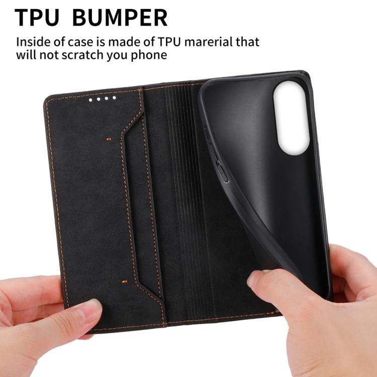 Business Solid Color Magnetic RFID Leather Phone Case, For Samsung Galaxy S25 Edge 5G