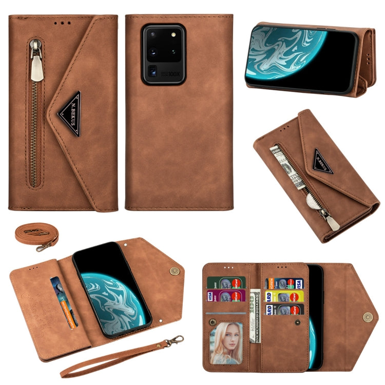 Skin Feel Zipper Horizontal Flip Leather Case with Holder & Card Slots & Photo Frame & Lanyard & Long Rope, For Samsung Galaxy Note20, For Samsung Galaxy Note20 Ultra, For Samsung Galaxy S20, For Samsung Galaxy S20+, For Samsung Galaxy S20 Ultra�������...