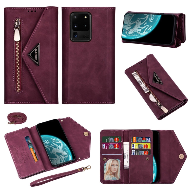 Skin Feel Zipper Horizontal Flip Leather Case with Holder & Card Slots & Photo Frame & Lanyard & Long Rope, For Samsung Galaxy Note20, For Samsung Galaxy Note20 Ultra, For Samsung Galaxy S20, For Samsung Galaxy S20+, For Samsung Galaxy S20 Ultra�������...