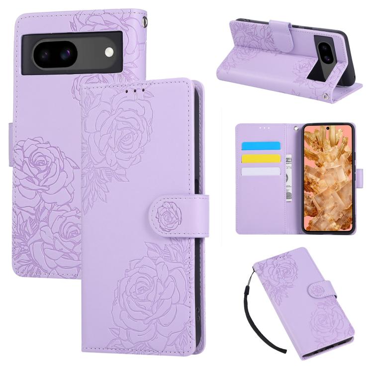 Rose Flower Embossed 3-Card Slots Leather Phone Case, For Google Pixel 10 Pro XL, For Google Pixel 10 / 10 Pro, For Google Pixel 9 Pro XL, For Google Pixel 9 / 9 Pro, For Google Pixel 8a, For Google Pixel 8 Pro, For Google Pixel 8