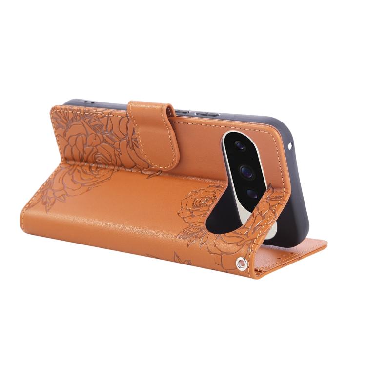 Rose Flower Embossed 3-Card Slots Leather Phone Case, For Google Pixel 10 Pro XL, For Google Pixel 10 / 10 Pro, For Google Pixel 9 Pro XL, For Google Pixel 9 / 9 Pro, For Google Pixel 8a, For Google Pixel 8 Pro, For Google Pixel 8