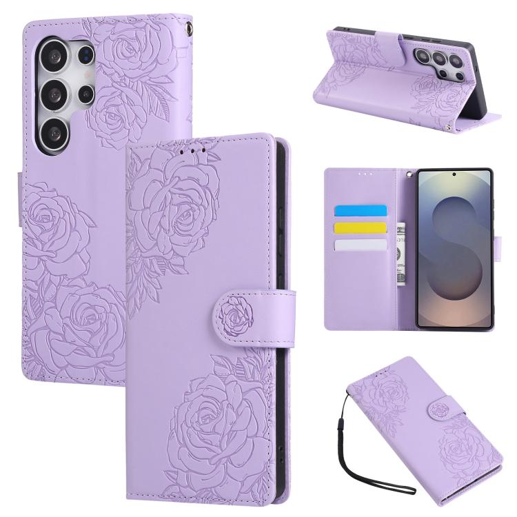 Rose Flower Embossed 3-Card Slots Leather Phone Case, For Samsung Galaxy S25 FE 5G, For Samsung Galaxy S25 Edge 5G, For Samsung Galaxy S25 / S24 5G, For Samsung Galaxy S25+ / S24+ 5G, For Samsung Galaxy S25 Ultra 5G, For Samsung Galaxy S24 FE 5G�������...