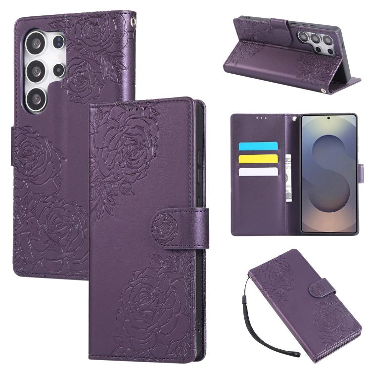 Rose Flower Embossed 3-Card Slots Leather Phone Case, For Samsung Galaxy S25 FE 5G, For Samsung Galaxy S25 Edge 5G, For Samsung Galaxy S25 / S24 5G, For Samsung Galaxy S25+ / S24+ 5G, For Samsung Galaxy S25 Ultra 5G, For Samsung Galaxy S24 FE 5G�������...