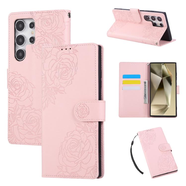 Rose Flower Embossed 3-Card Slots Leather Phone Case, For Samsung Galaxy S25 FE 5G, For Samsung Galaxy S25 Edge 5G, For Samsung Galaxy S25 / S24 5G, For Samsung Galaxy S25+ / S24+ 5G, For Samsung Galaxy S25 Ultra 5G, For Samsung Galaxy S24 FE 5G�������...