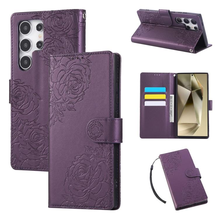 Rose Flower Embossed 3-Card Slots Leather Phone Case, For Samsung Galaxy S25 FE 5G, For Samsung Galaxy S25 Edge 5G, For Samsung Galaxy S25 / S24 5G, For Samsung Galaxy S25+ / S24+ 5G, For Samsung Galaxy S25 Ultra 5G, For Samsung Galaxy S24 FE 5G�������...