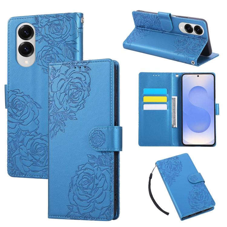 Rose Flower Embossed 3-Card Slots Leather Phone Case, For Samsung Galaxy S25 FE 5G, For Samsung Galaxy S25 Edge 5G, For Samsung Galaxy S25 / S24 5G, For Samsung Galaxy S25+ / S24+ 5G, For Samsung Galaxy S25 Ultra 5G, For Samsung Galaxy S24 FE 5G�������...