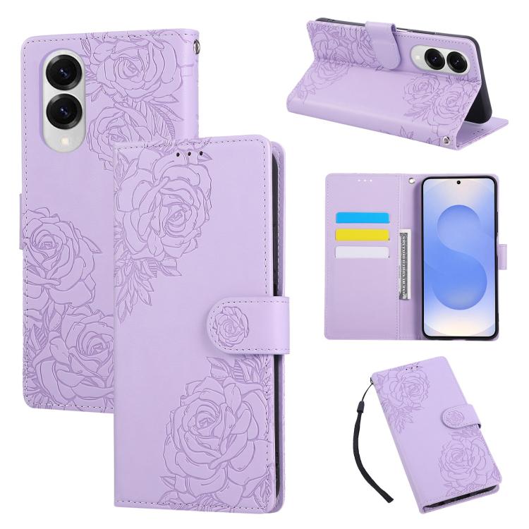 Rose Flower Embossed 3-Card Slots Leather Phone Case, For Samsung Galaxy S25 FE 5G, For Samsung Galaxy S25 Edge 5G, For Samsung Galaxy S25 / S24 5G, For Samsung Galaxy S25+ / S24+ 5G, For Samsung Galaxy S25 Ultra 5G, For Samsung Galaxy S24 FE 5G�������...