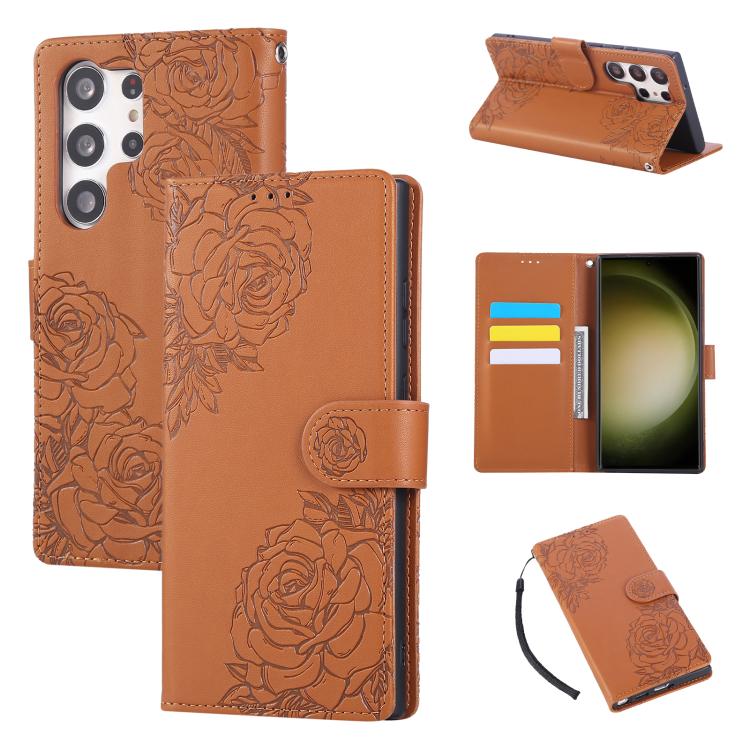 Rose Flower Embossed 3-Card Slots Leather Phone Case, For Samsung Galaxy S25 FE 5G, For Samsung Galaxy S25 Edge 5G, For Samsung Galaxy S25 / S24 5G, For Samsung Galaxy S25+ / S24+ 5G, For Samsung Galaxy S25 Ultra 5G, For Samsung Galaxy S24 FE 5G�������...