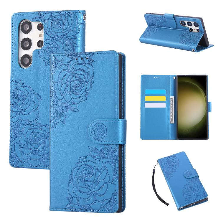 Rose Flower Embossed 3-Card Slots Leather Phone Case, For Samsung Galaxy S25 FE 5G, For Samsung Galaxy S25 Edge 5G, For Samsung Galaxy S25 / S24 5G, For Samsung Galaxy S25+ / S24+ 5G, For Samsung Galaxy S25 Ultra 5G, For Samsung Galaxy S24 FE 5G�������...