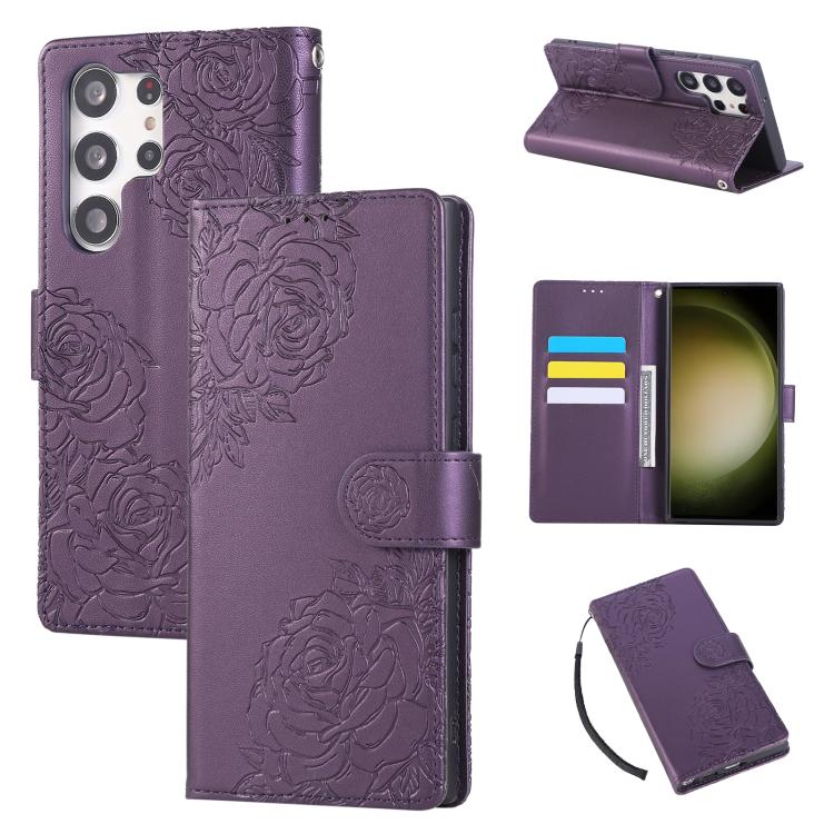 Rose Flower Embossed 3-Card Slots Leather Phone Case, For Samsung Galaxy S25 FE 5G, For Samsung Galaxy S25 Edge 5G, For Samsung Galaxy S25 / S24 5G, For Samsung Galaxy S25+ / S24+ 5G, For Samsung Galaxy S25 Ultra 5G, For Samsung Galaxy S24 FE 5G�������...