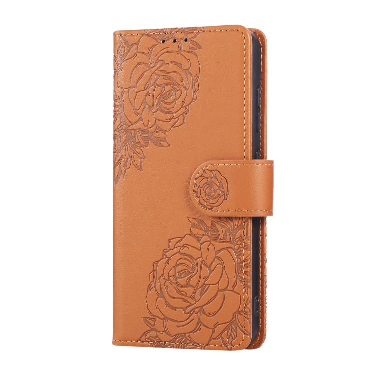 Rose Flower Embossed 3-Card Slots Leather Phone Case, For Samsung Galaxy S23+ 5G, For Samsung Galaxy S23 5G, For Samsung Galaxy S22 Ultra 5G, For Samsung Galaxy S22+ 5G, For Samsung Galaxy S22 5G