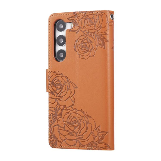 Rose Flower Embossed 3-Card Slots Leather Phone Case, For Samsung Galaxy S23+ 5G, For Samsung Galaxy S23 5G, For Samsung Galaxy S22 Ultra 5G, For Samsung Galaxy S22+ 5G, For Samsung Galaxy S22 5G