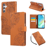 Rose Flower Embossed 3-Card Slots Leather Phone Case, For Samsung Galaxy S25 FE 5G, For Samsung Galaxy S25 Edge 5G, For Samsung Galaxy S25 / S24 5G, For Samsung Galaxy S25+ / S24+ 5G, For Samsung Galaxy S25 Ultra 5G, For Samsung Galaxy S24 FE 5G�������...