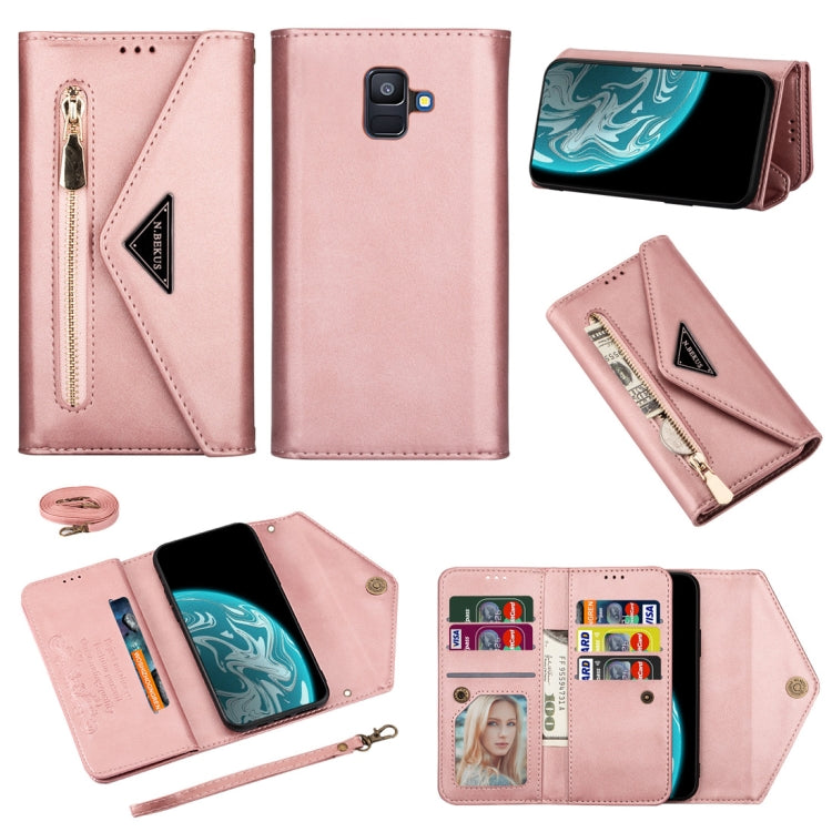 Skin Feel Zipper Horizontal Flip Leather Case with Holder & Card Slots & Photo Frame & Lanyard & Long Rope, For Samsung Galaxy A6 (2018), For Samsung Galaxy A7 (2018) / A750, For Samsung Galaxy J4 (2018), For Samsung Galaxy J7 (2018)�������������������...