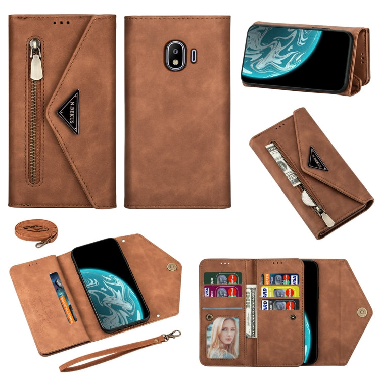 Skin Feel Zipper Horizontal Flip Leather Case with Holder & Card Slots & Photo Frame & Lanyard & Long Rope, For Samsung Galaxy A6 (2018), For Samsung Galaxy A7 (2018) / A750, For Samsung Galaxy J4 (2018), For Samsung Galaxy J7 (2018)�������������������...