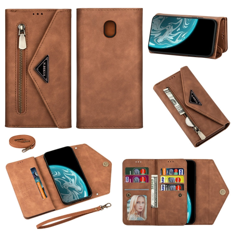 Skin Feel Zipper Horizontal Flip Leather Case with Holder & Card Slots & Photo Frame & Lanyard & Long Rope, For Samsung Galaxy A6 (2018), For Samsung Galaxy A7 (2018) / A750, For Samsung Galaxy J4 (2018), For Samsung Galaxy J7 (2018)�������������������...