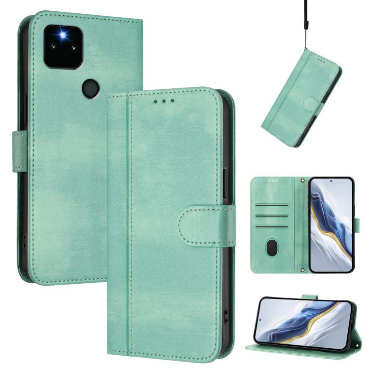 Line Splicing Buckle Retro Leather Phone Case