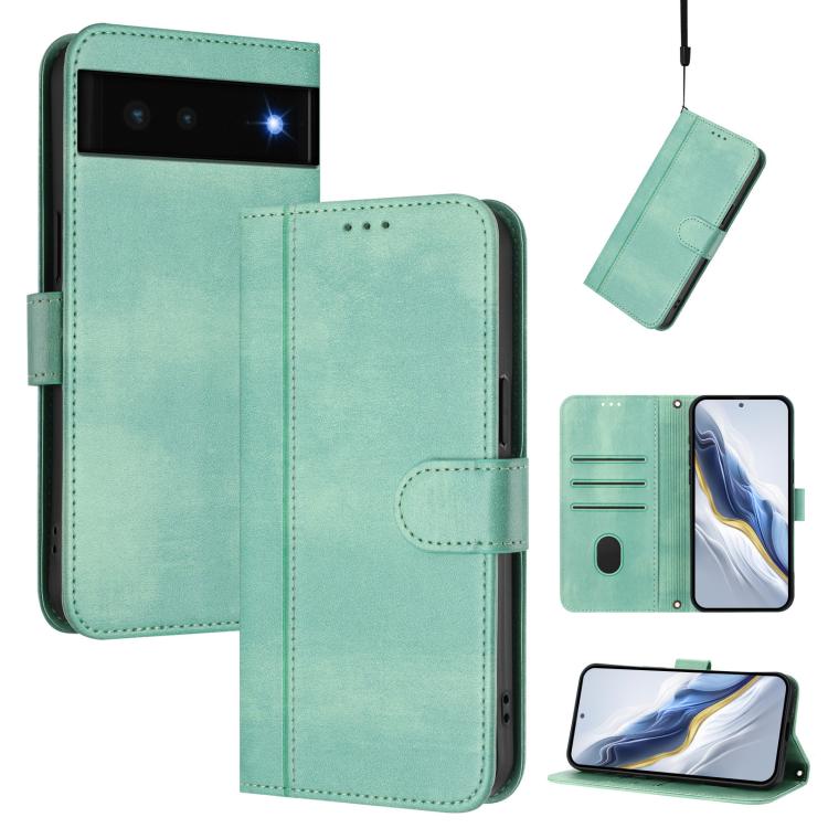 Line Splicing Buckle Retro Leather Phone Case